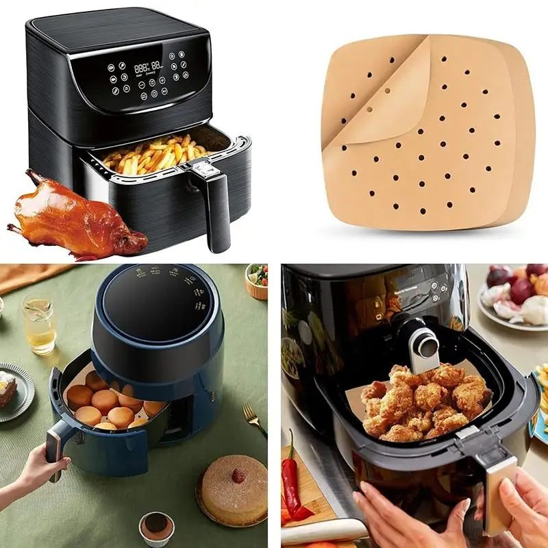 Square Air Fryer Paper Disposable Air Fryer Parchment Paper Liners Non-Stick Steamer Liners For Oven Microwave Steaming Basket