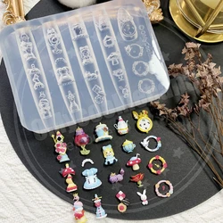 Super delicate, Alice in Wonderland themed full-transparent silicone nail mold, tea party theme.