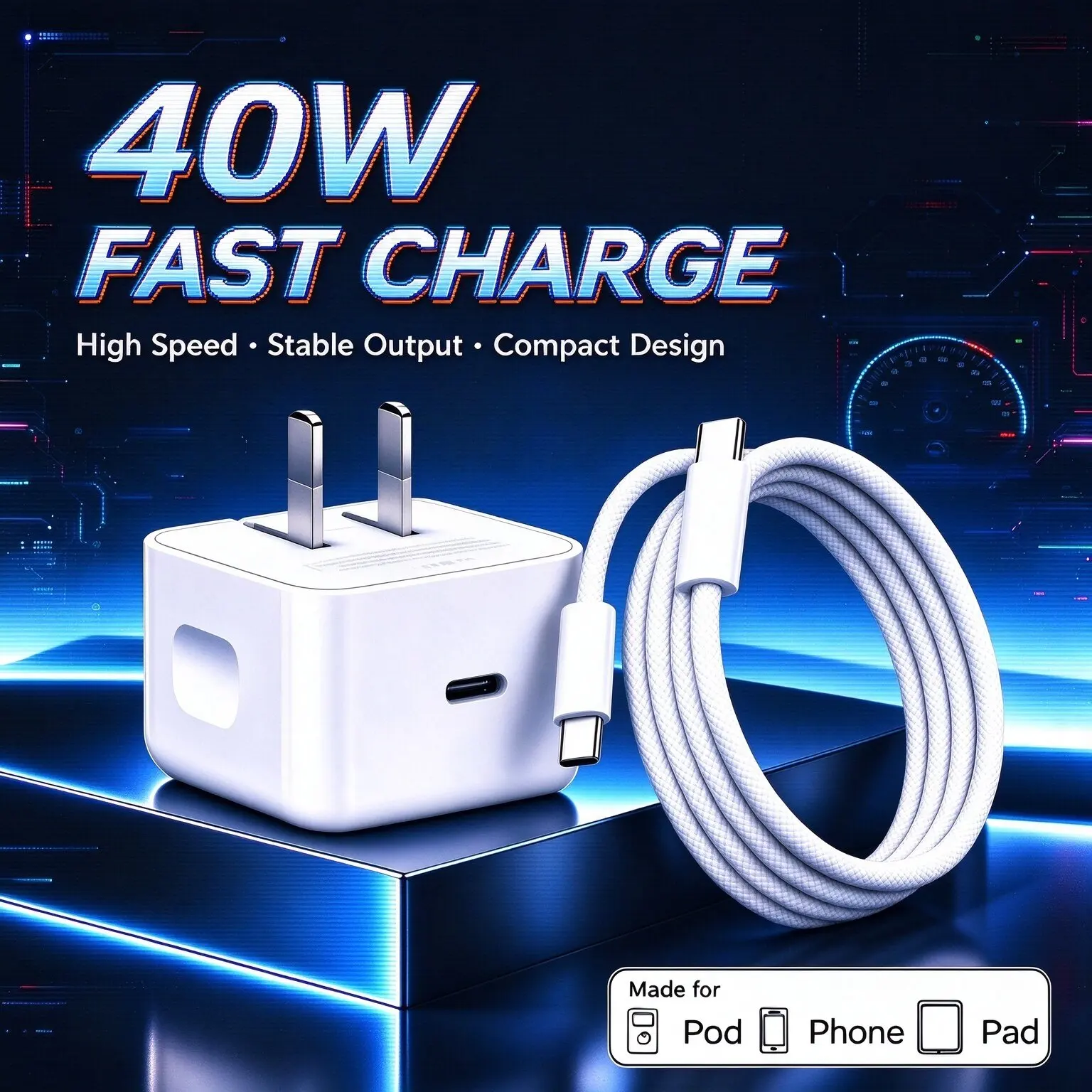 For iPhone 18 Pro Max 40W Fast Charging Charger For iPhone 18 Duo 17 16 15 14 13 12 11 Pro Max Quick Charging Type C Data Cable