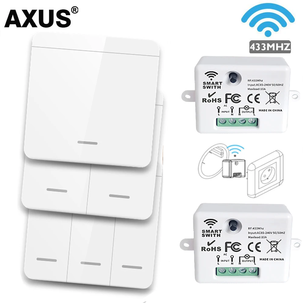 สวิตช์ผนังไร้สายสมาร์ท RF 433Mhz สวิตช์ไฟขัดขวางรีโมทคอนโทรล 86 แผงสําหรับโคมไฟตกแต่งบ้าน