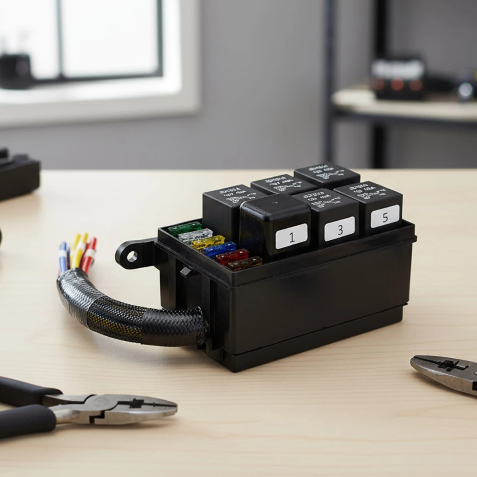 

Многофункциональный автомобильный блок предохранителей и реле на 6 каналов 12В с предустановленными 4-контактными реле 40А для автотюнинга и управления, универсальные автоаксессуары