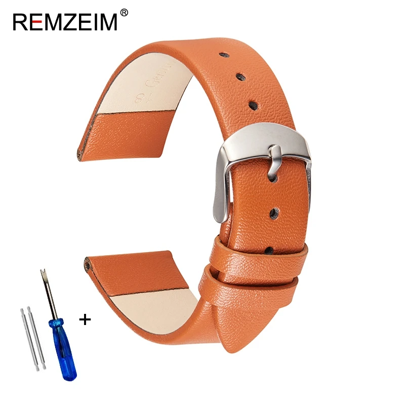 Ultradünnes, weiches Echtleder-Uhrenarmband, 14 mm, 16 mm, 18 mm, 20 mm, 22 mm, Weiß, Schwarz, Rosa, Braun, Lederarmband – Detail 12