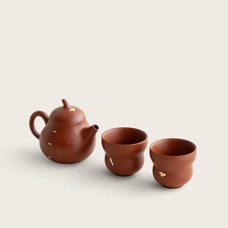 Original Ore Zhuni Clay Gourd Zisha Teacup, Kintsugi‑Style Staple Decor Kung Fu Tea Cup,Personal Single Tasting Mug for Tea Love