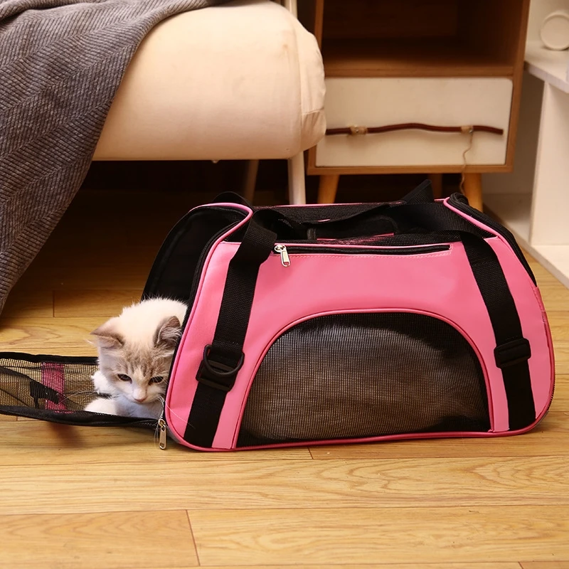 

Portable Mesh Pet Carrier Bag Foldable Dog Cat Travel Handbag Breathable Small Animal Carrier For Outdoor Trips And Daily Use