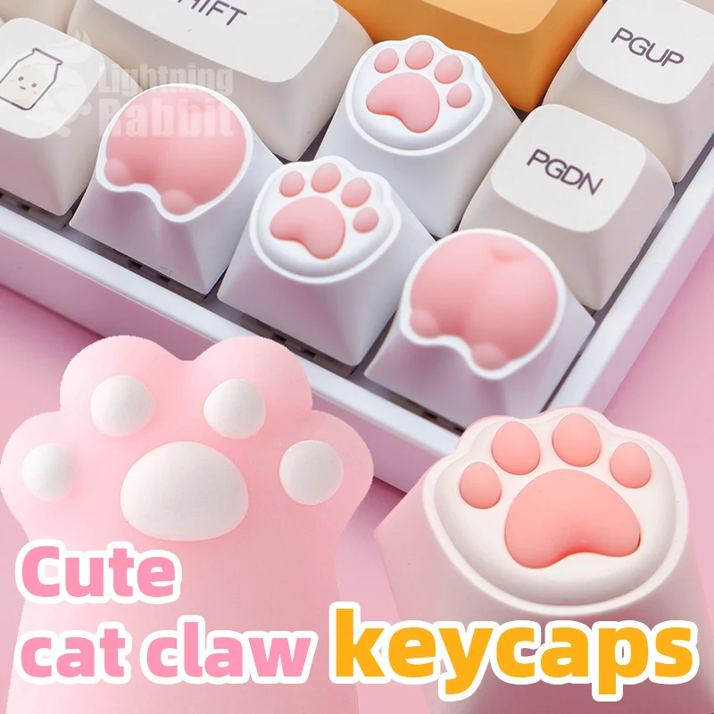 Soft Cat Claw Keycap Single Silicone Mechanical Keyboard Keycap corgi  Butt Super Cute Gift Oem White Pink PBT Cherry Shaft