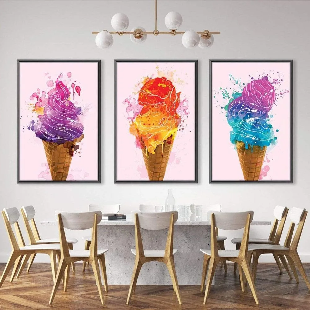 Ice Cream Canvas Art Poster Colorful Icecream Canvas Painting Wall