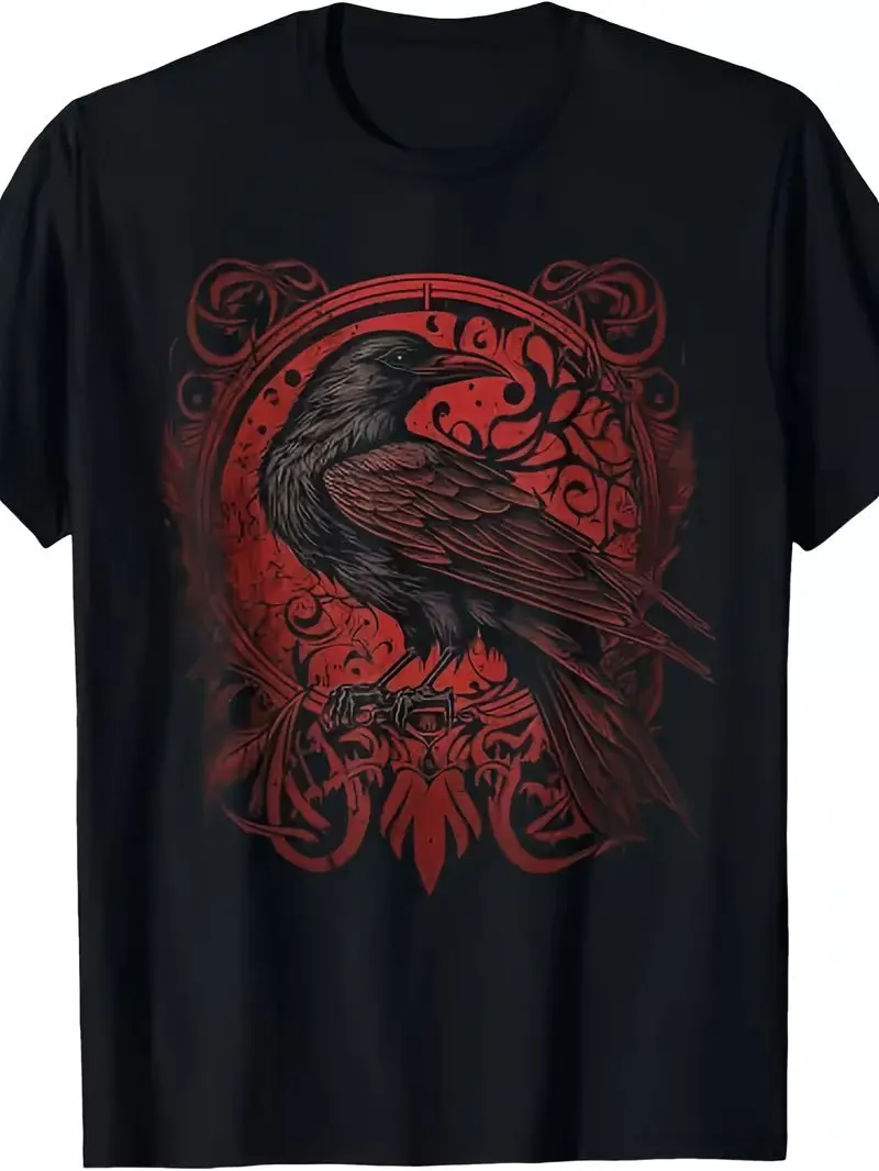 Odin's Raven Northman Valhalla Norse Mythology T-Shirt For Men And Women 2025 Summer Short-Sleeved Printed T-Shirt Pure 220G