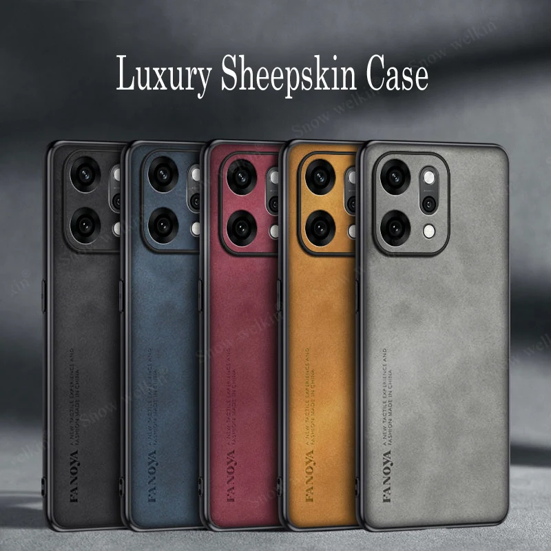 Capa de telefone luxuosa de couro de pele de carneiro para oppo reno 14 pro 13 13pro 13f 12 12f 11pro 11 f 5g reno 10pro 10 9 8 plus 7 6 5g capa