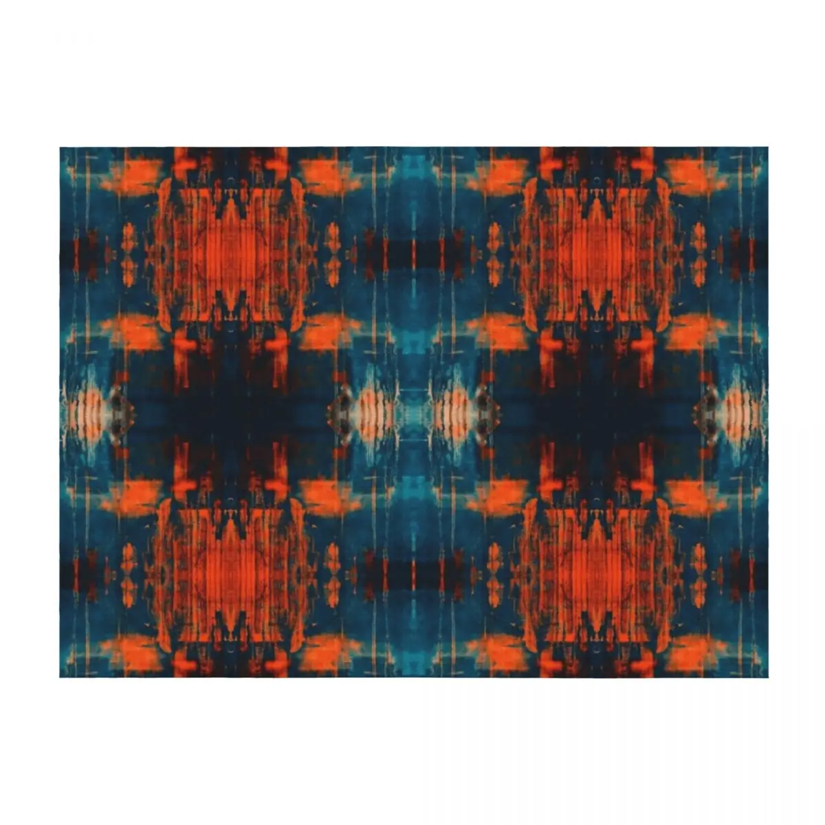 

Grunge burnt orange, teal, blue, navy , orange, and black painting grafitti abstract art print Throw Blanket