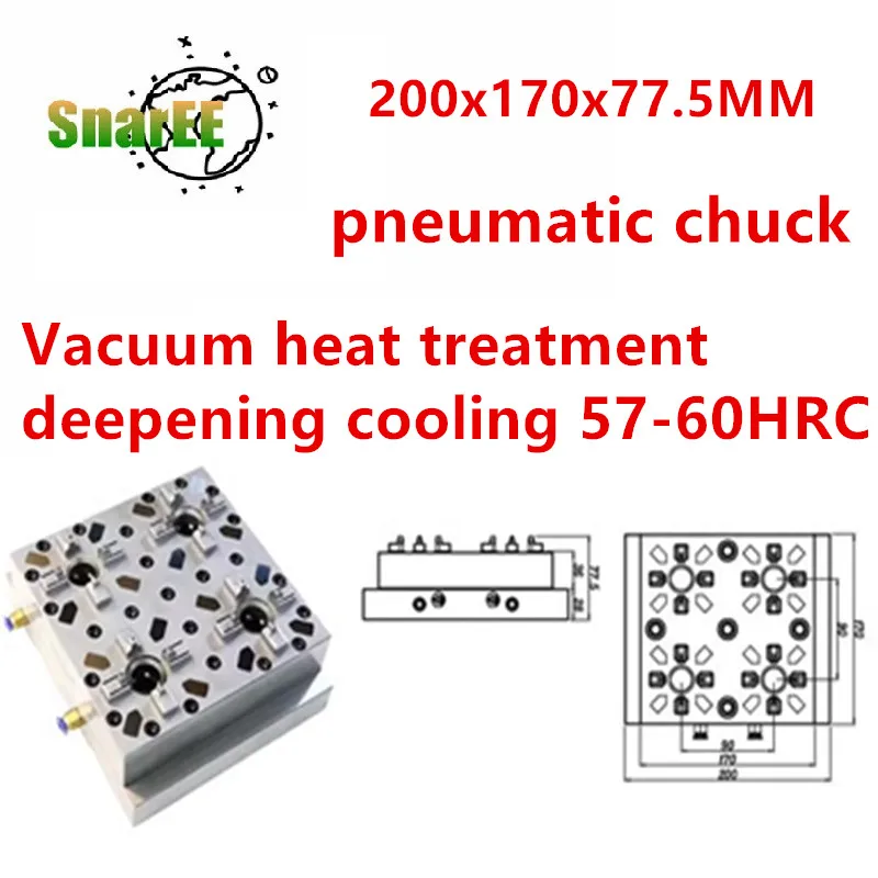 

Pneumatic Chuck 9-head Electrode Clamp Base CNC Rapid Positioning Fixture 200x170x77.5 200x200x77.5mm 300x240x77.5mm