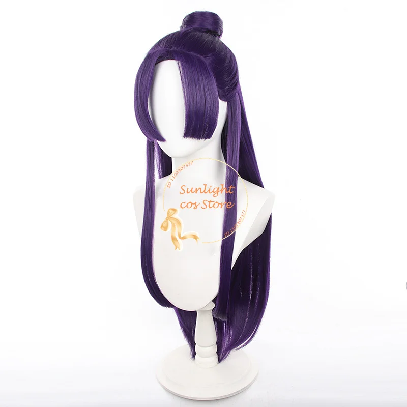 Jinshi-Peluca de Cosplay de Anime, pelo sintético resistente al calor, color morado oscuro, 85cm de largo, Maomao, incluye gorro