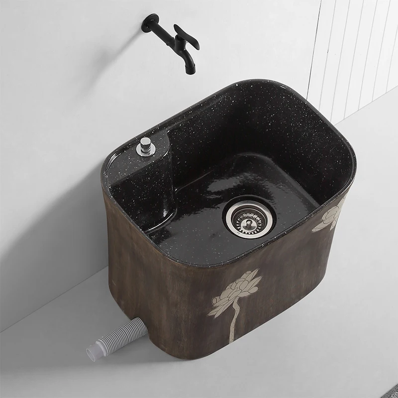 

Outdoor mop pool Balcony Household ceramic mop pool Retro courtyard mop bed and breakfast Bathroom Antique outdoor basin