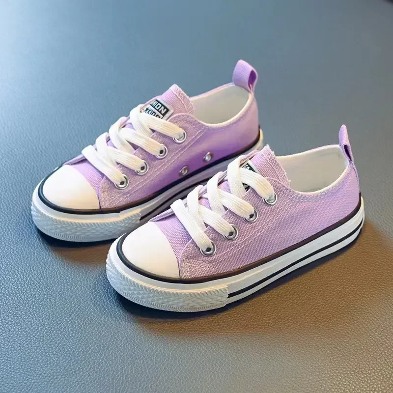 Zapatillas de deporte de lona para niño y niña, zapatos planos clásicos con cordones, informales, Color gelatina, primavera y otoño, 2024