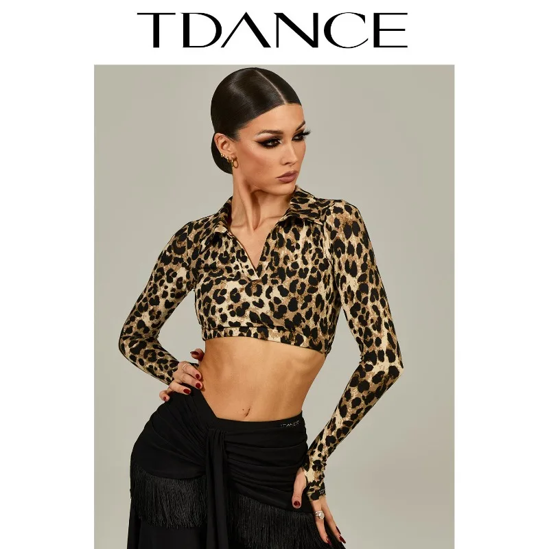 Customized TDANCE Women's Latin [Short Collar Hollow Top] Daily Practice Clothes Performance Dress GL-234