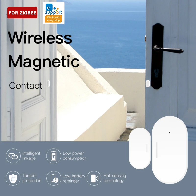 Tenky WiFi Ewelink Smart Life Home App تنبيه وظيفة مستشعر الباب الصغير إنذار يمنع كاشف أمان النافذة ضد السرقة