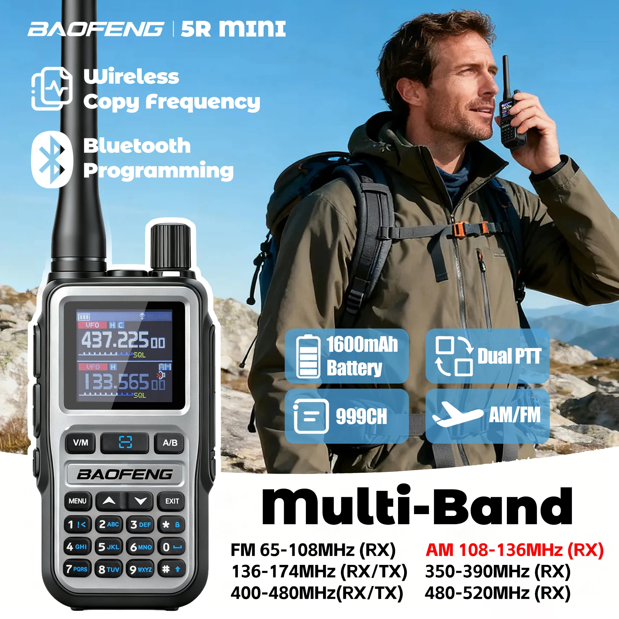 baofeng-5rmini無線機-ブルートゥースプログラミング-航空用受信機-デュアルptt送信ボタン-アウトドア旅行用-baofengハンドヘルド