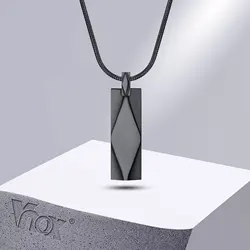 Vnox 3D Bar Rectangle Necklaces for Men Women, Waterproof Stainless Steel Geometric Pendant Collar with Chain Jewelry
