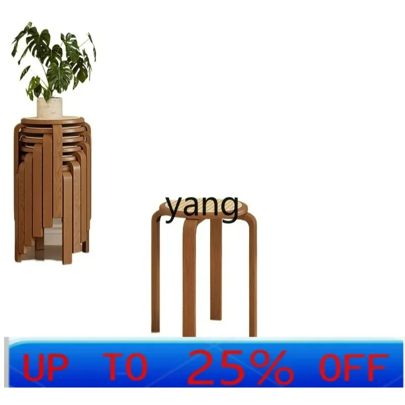 LTT solid wood round stool small stool household low stool thickened can be stored and stacked for spare