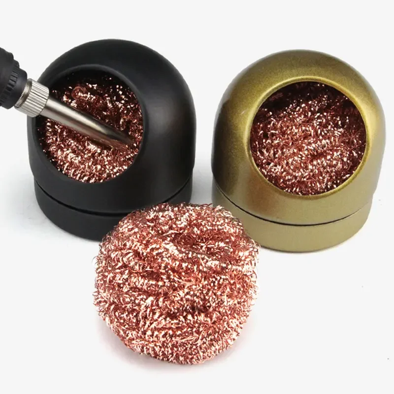 Welding Desoldering Soldering Solder Iron Tip Dross Cleaner Mesh Filter Tin Remove Cleaning Steel Ball Metal Wire With Stand Set