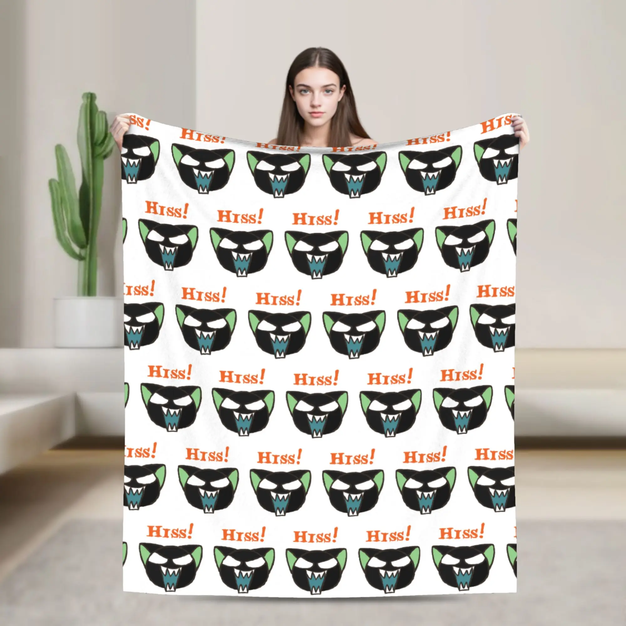 Hiss! Hei LuoXiaoheis Blanket Coral Fleece Plush Decoration Black Cat   Ultra-Soft Throw Blankets for Home Car Plush Thin Quilt