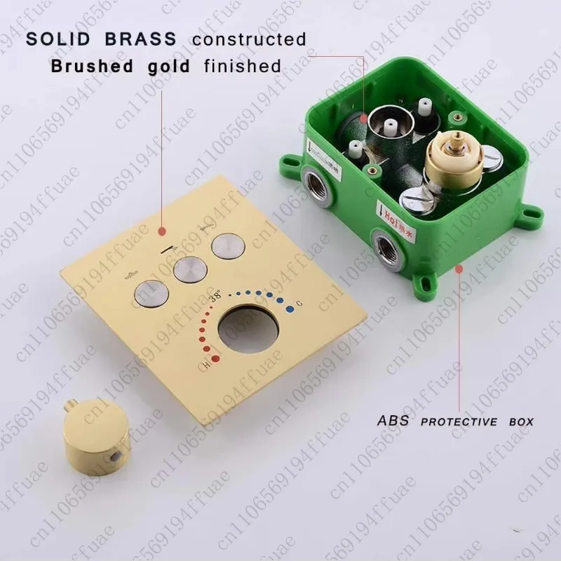 Brushed Gold Shower Diverter Valve 3-Function 3-Way Mixer Thermostatic Valve Controls Bathroom Shower