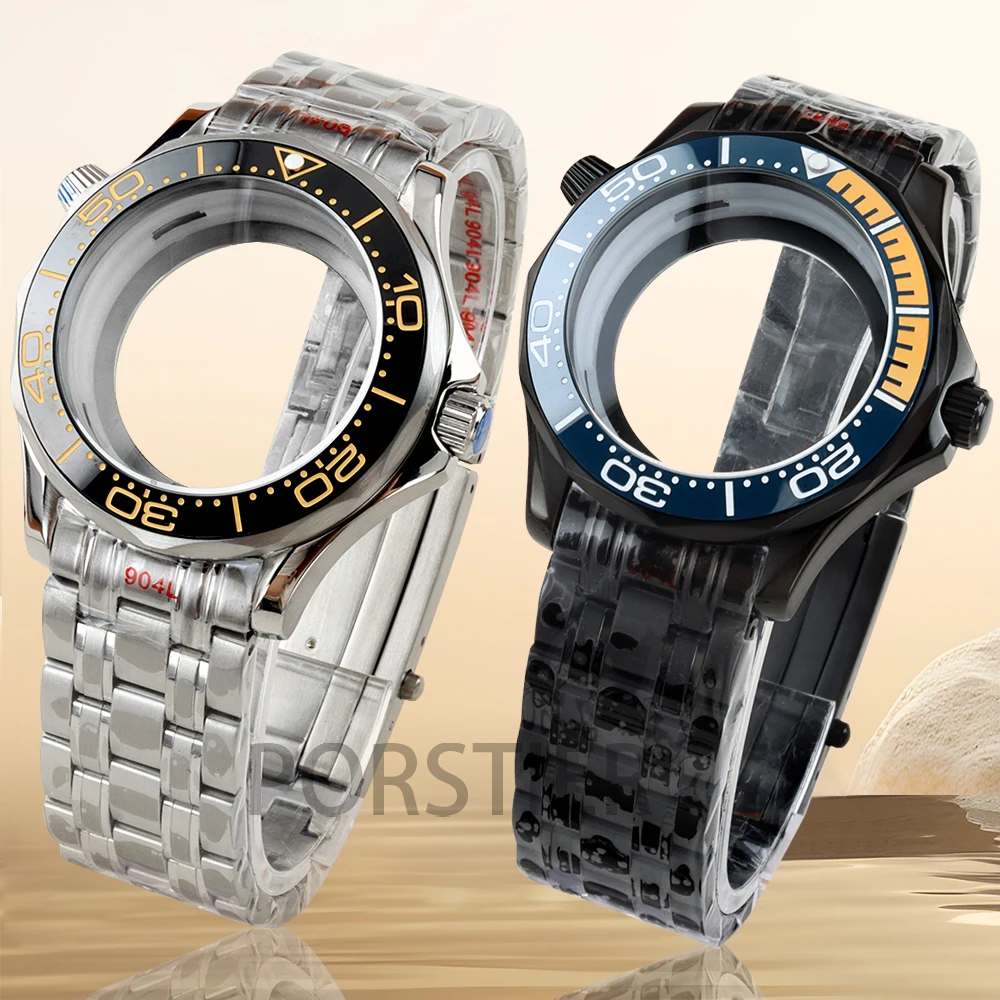 

Black PVD NH35 Case and Bracelet 41mm 316L Stainless steel Waterproof for 31mm Dial NH35 NH36 movement Seamaster 300 Watch Cases