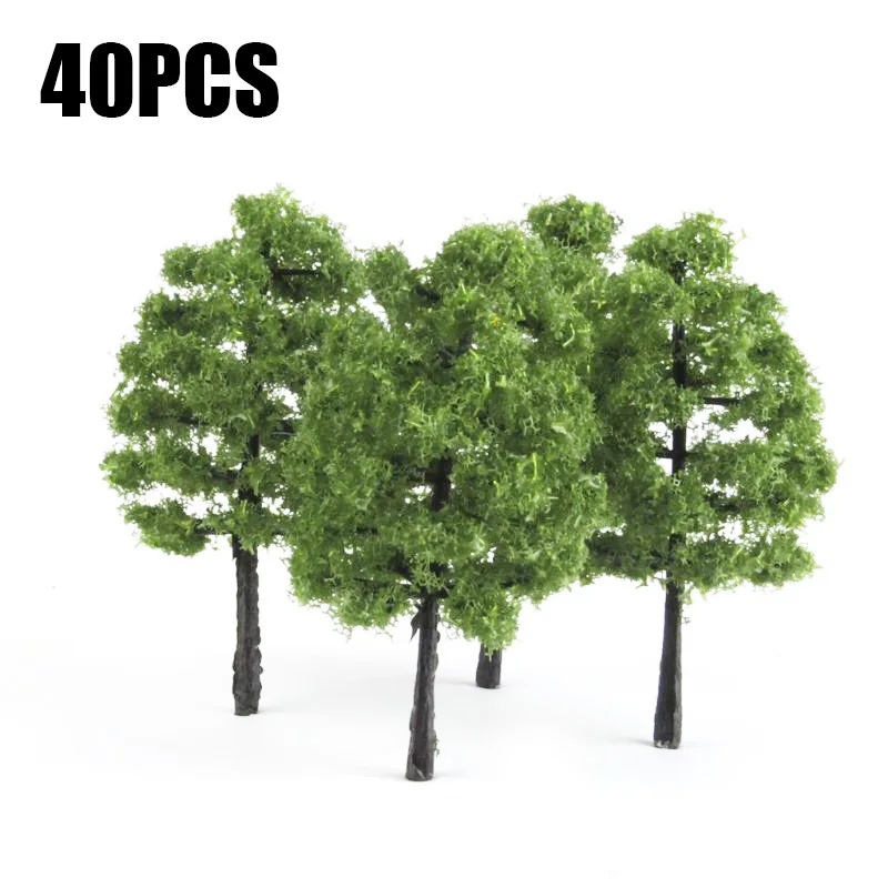 40pcs 1/100 Model Trees Artificial Tree Train Railroad Scenery Architecture Tree Park Scenery Miniature Tree Landscape Decoratio