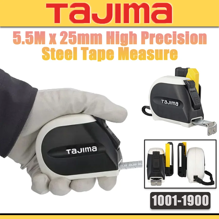 

TAJIMA 1001-1900 5.5M x 25мм Высокоточная стальная рулетка с автоблокировкой, измерительный инструмент