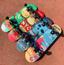 Professional Skateboarding Double Rocker Boys and Girls Action Beginner Board Maple Skateboarding Street Brushing