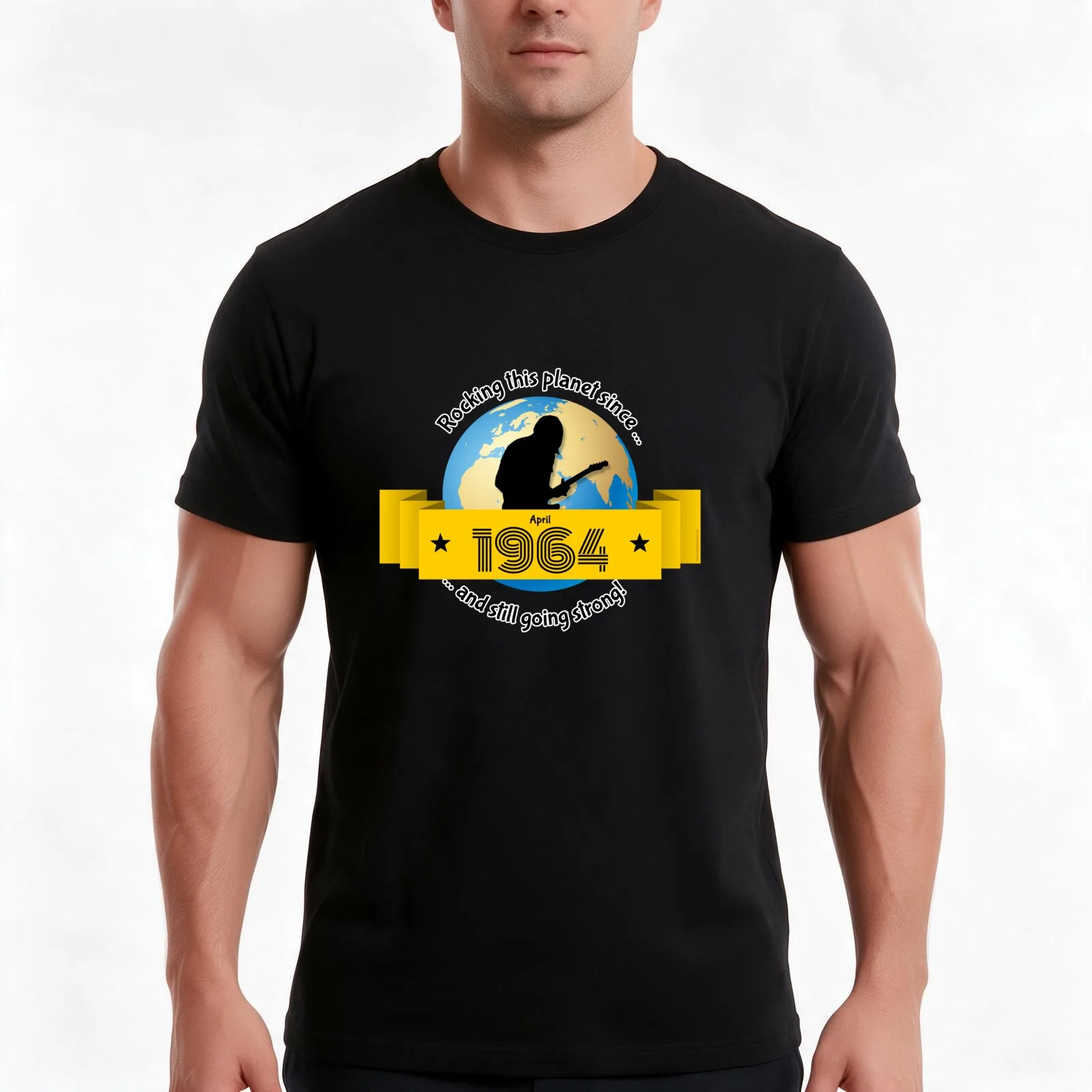 60th birthday Rocking this planet since 04/1964 T-Shirt, Summer Casual Cotton Tee, Oversized Streetwear Tops, Unisex Men Women