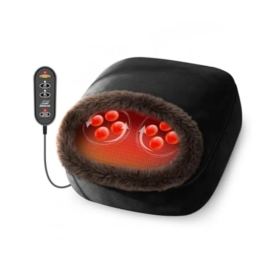 Electric Foot Massager with Heat Shiatsu Kneading for Home and Office Use Heated Massage Machine in Black Perfect Gift for Her