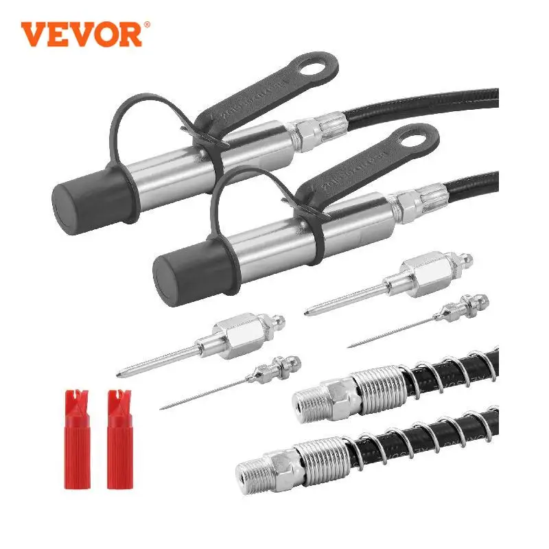 

VEVOR 2PCS Grease Coupler 10000 PSI 3-Jaw Locking Nozzle with Hose/Cleaner Gear Grease Gun Tip No Oil Leakage 1/8" NPT Fittings