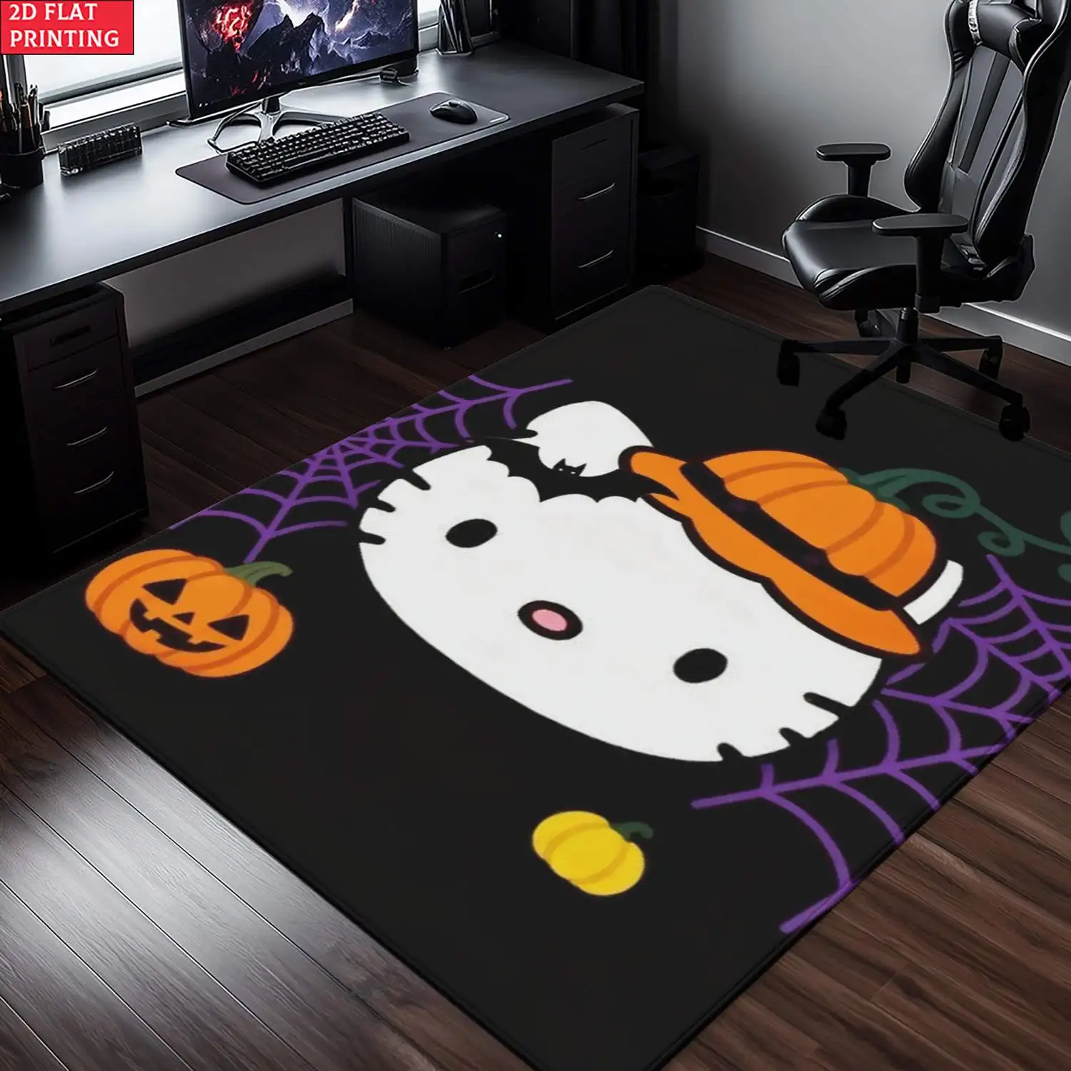 Hello Kitty Carpet Living Room Large Rug Halloween Bedroom Decor Purple Area Rugs Pumpkin Mat  Rugs for Bedroom - view 5