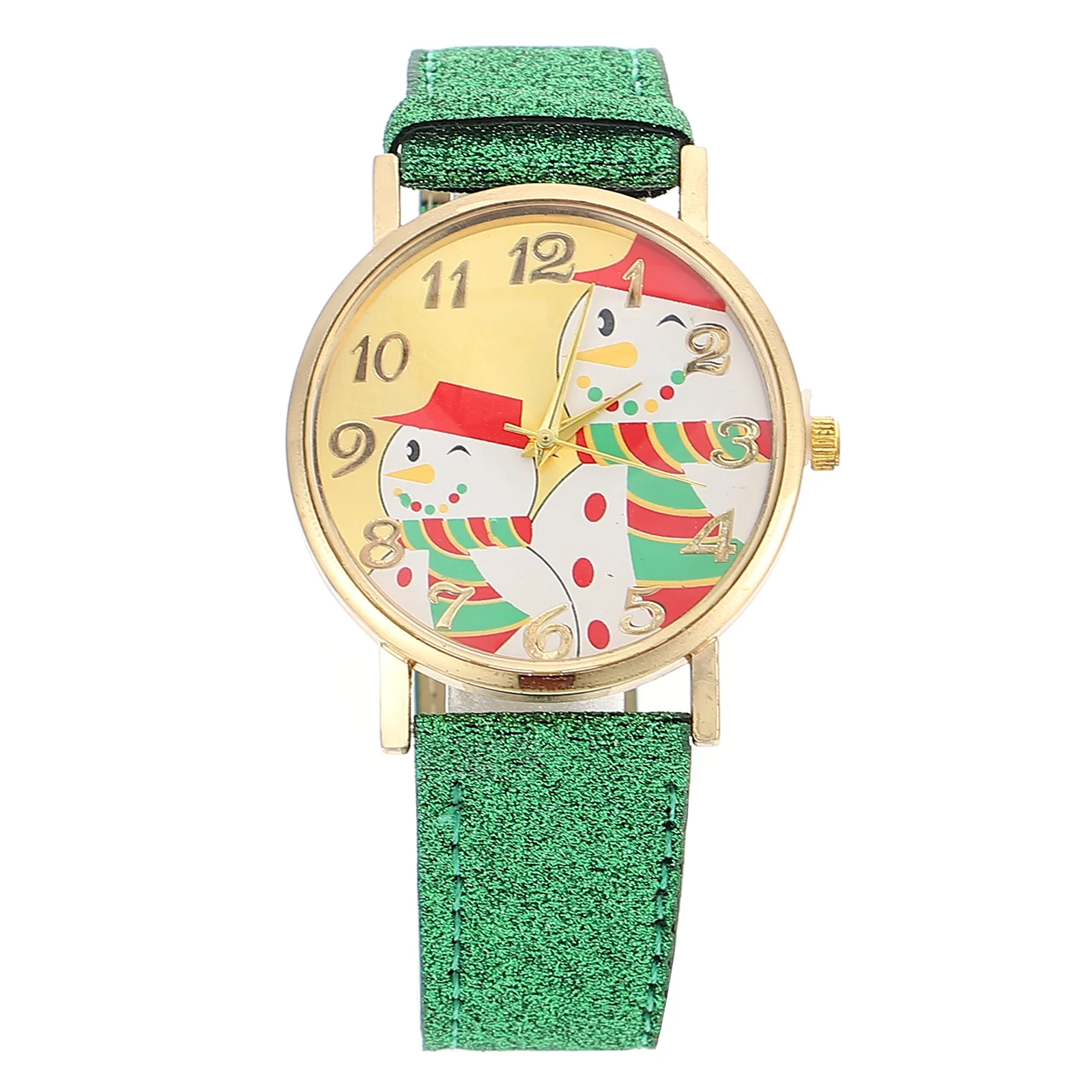 1Pcs 's Watch Lovely Christmas Snowman Pattern Watch Gift Bright Color Adjustable Strap Accurate Timing