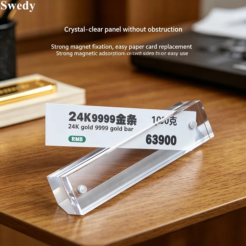 5 Pieces Thickened Acrylic Price Holder Magnetic Price Tags Clear Jewelry Price Display Card Label Holder