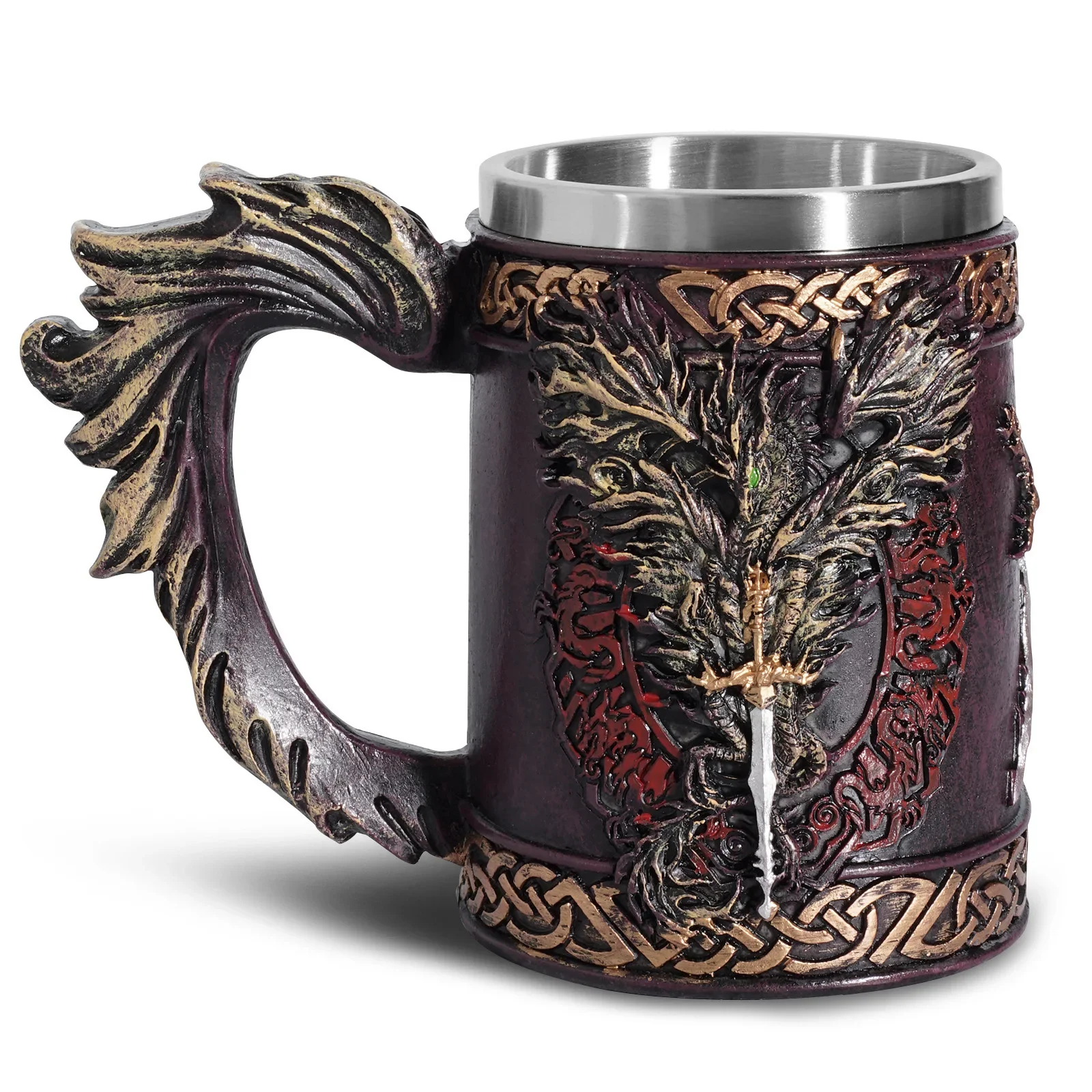 Retro Medieval Norse Mythology Water Coffee Cups Creative Tankard Beer Mug Stein with Stainless Steel Liner Father's Day Gift