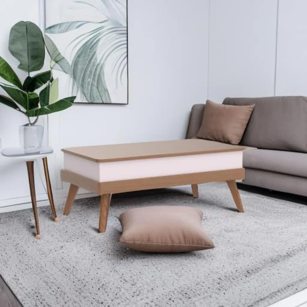 Lift Top Coffee Center Table with Hidden Storage Compartment, Easy-to-Assembly , Dining Table for Living Room Reception/Home Off