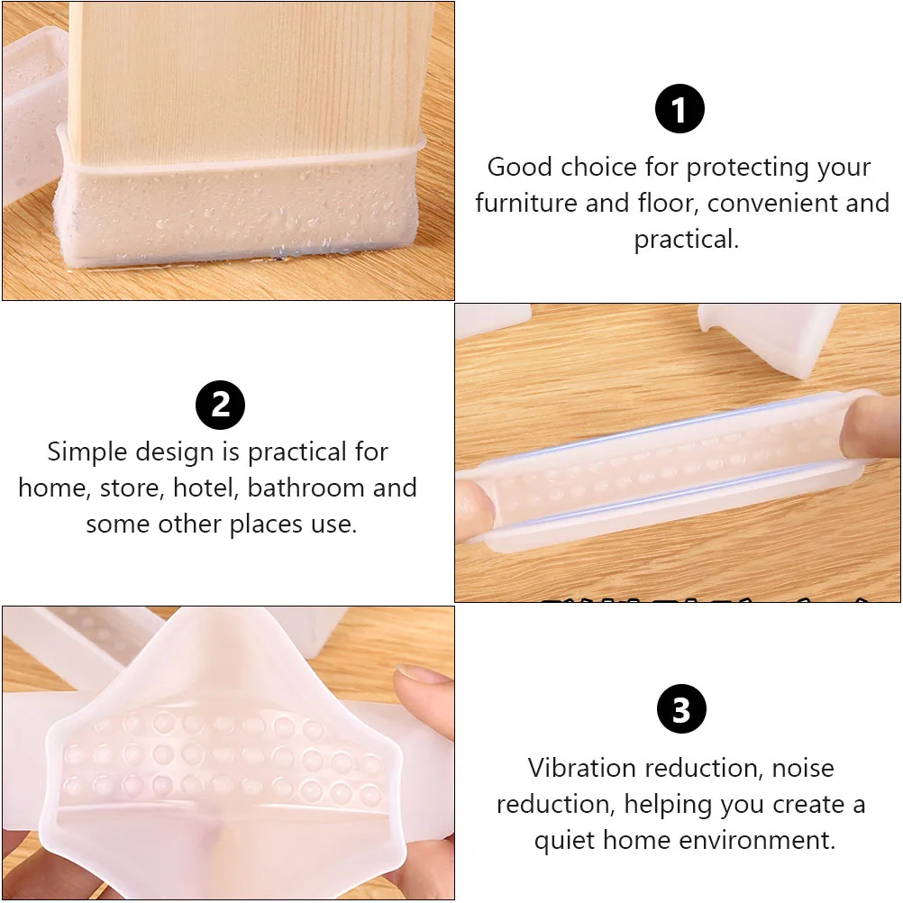 

4Pcs Bed Foot Mat Silicone Non-Slip Protective Pads Easy Install Detach Wear-Resistant Quiet Environment Bed Foot Mat