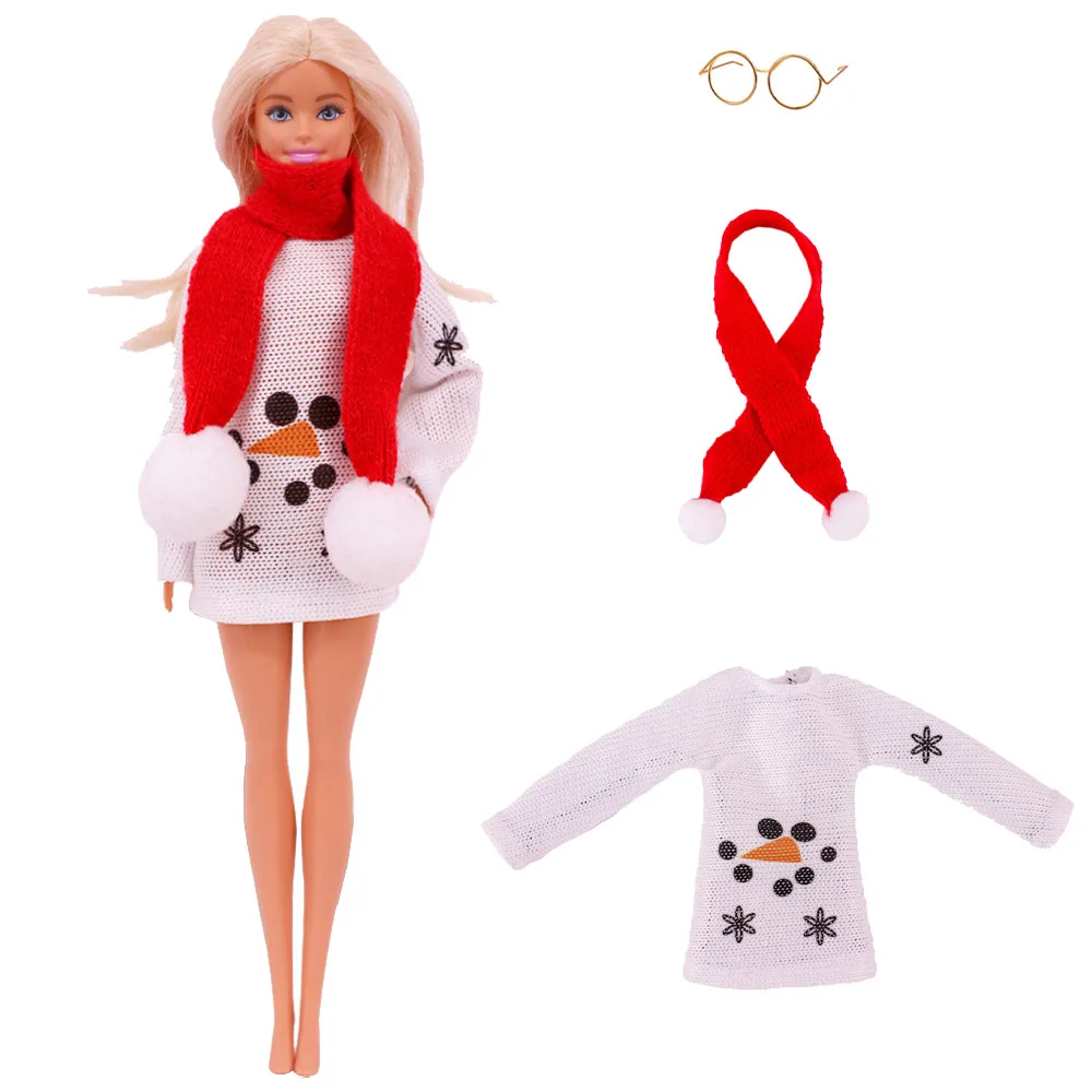 Christmas Style Pattern Accessories Clothes Sweater Scarf Dress For 11.8 inch Barbis Ken Doll 1/6 BJD Dolls ,Toys Girl's Gift