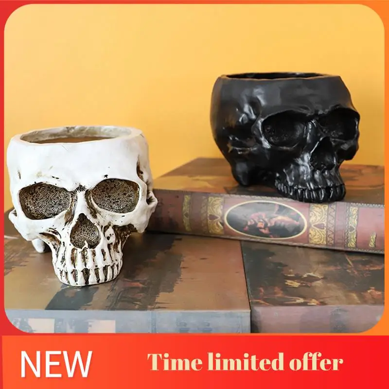 

ABRN-Resin Human Skull Model Flowerpot Workmanship Skull Planter Pot Attractive Multifunctional For Home
