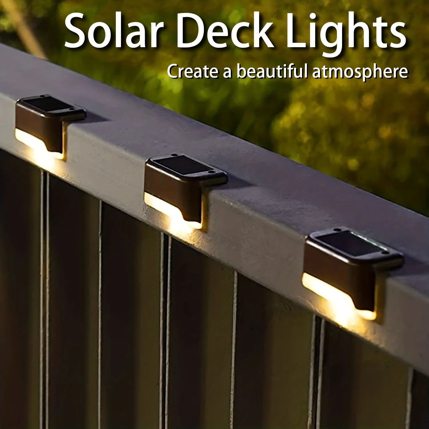 

4PCS Solar Deck Lights - LED Decorative Walkway, Fence & Step Lights for Stairs, Balconies, Yards & Garden Paths