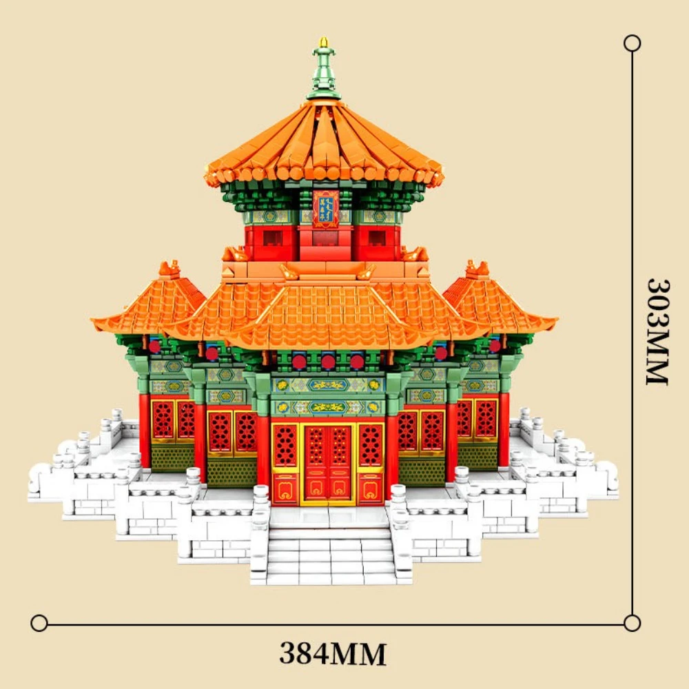 MOC Wanchun pabellón antiguo palaciego conjunto de bloques de construcción arquitectura templo Cultural iglesia juguetes niños vacaciones regalos de cumpleaños