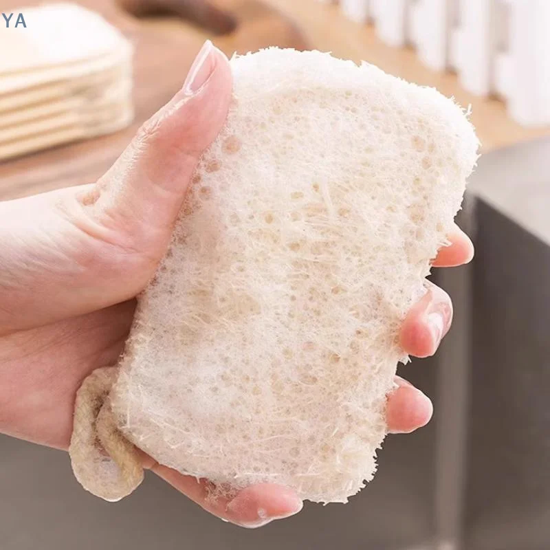 [L]6pcs Natural Luffa Dish Towel Sponge Loofah Scrub Pad Dish Pot Oil Stain Removing Scrubber Kitchen Clean Brushes
