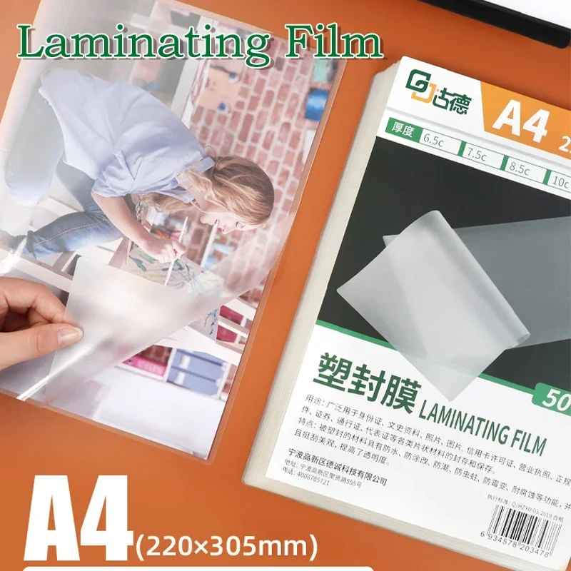 50 buah/lot A4 termal Laminating Film PET untuk foto/file/gambar laminasi kantong Laminator kantor & rumah panas Laminator Film