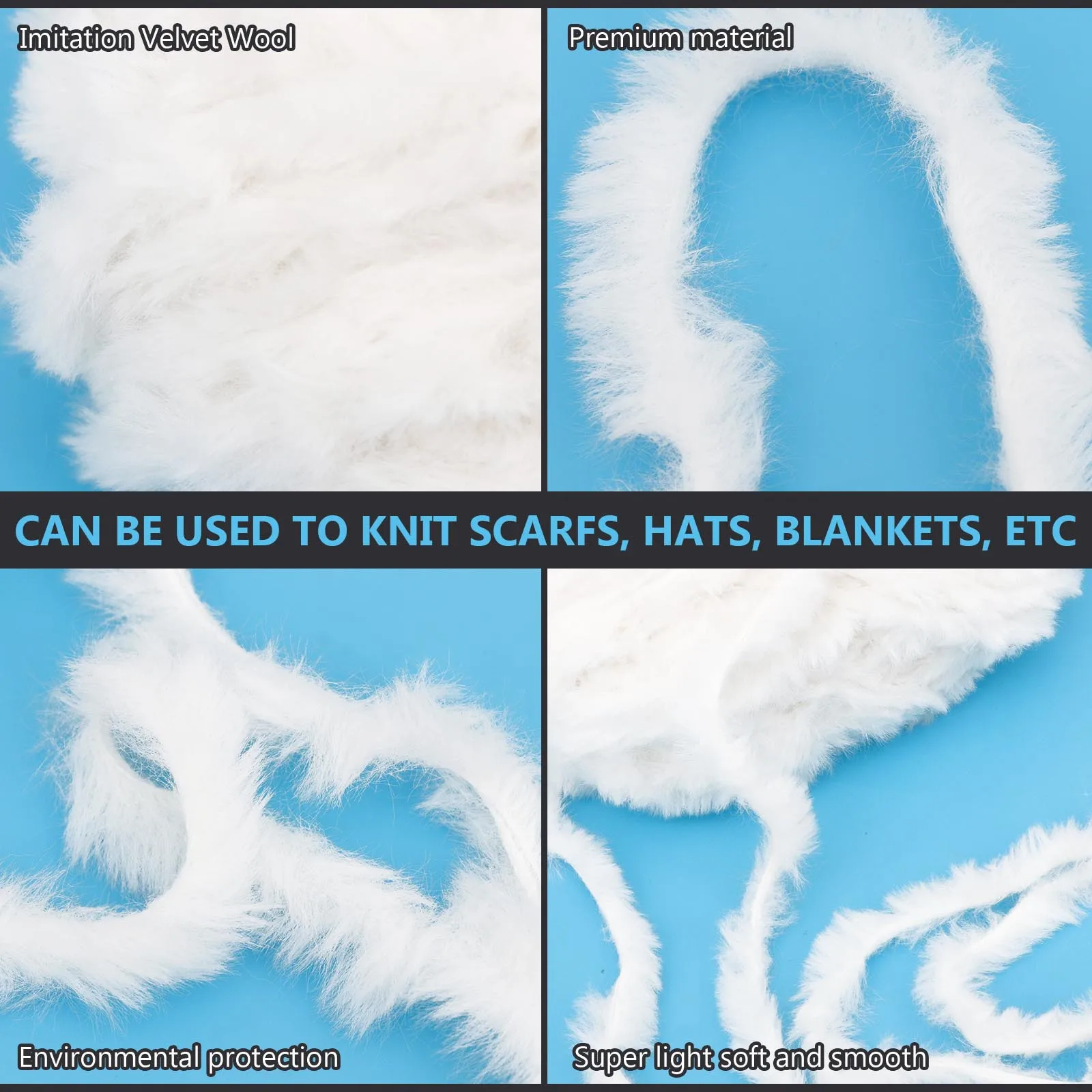 

2Pcs Imitation Wool Soft Chunky Eyelash Yarn for Knit Crochet Scarves Hats Blankets Anti-Pilling Warm Winter Yarn