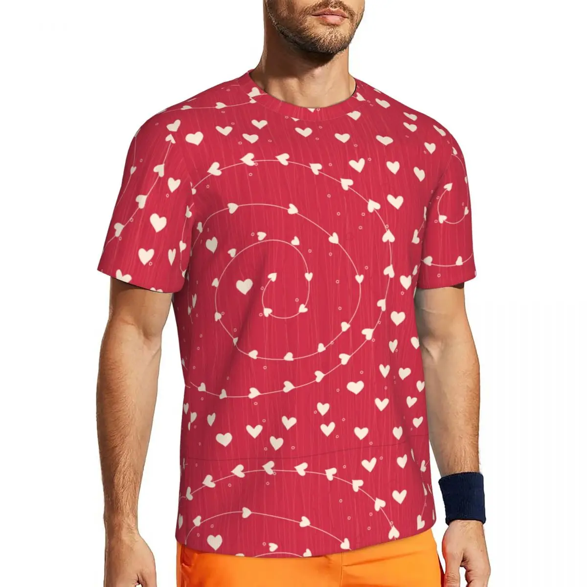 Seamless Heart Swirl Pattern Running T-Shirt Summer Vintage T-Shirts Popular Tee Shirt For Couple Design Clothing Big Size 6XL