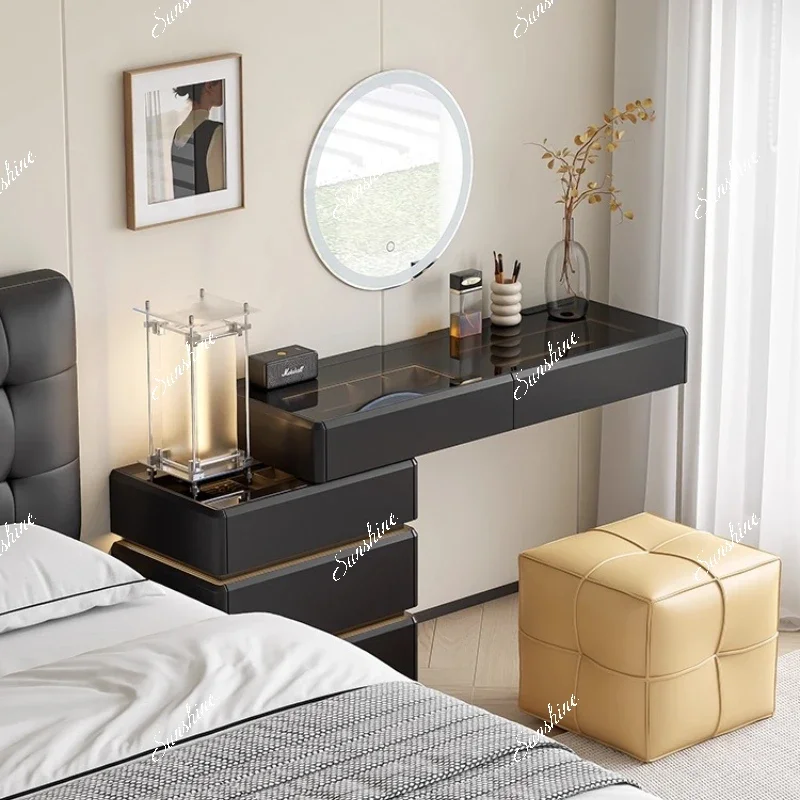 Minimalist dresser chest of drawers combined with ambient lighting integrated cabinet