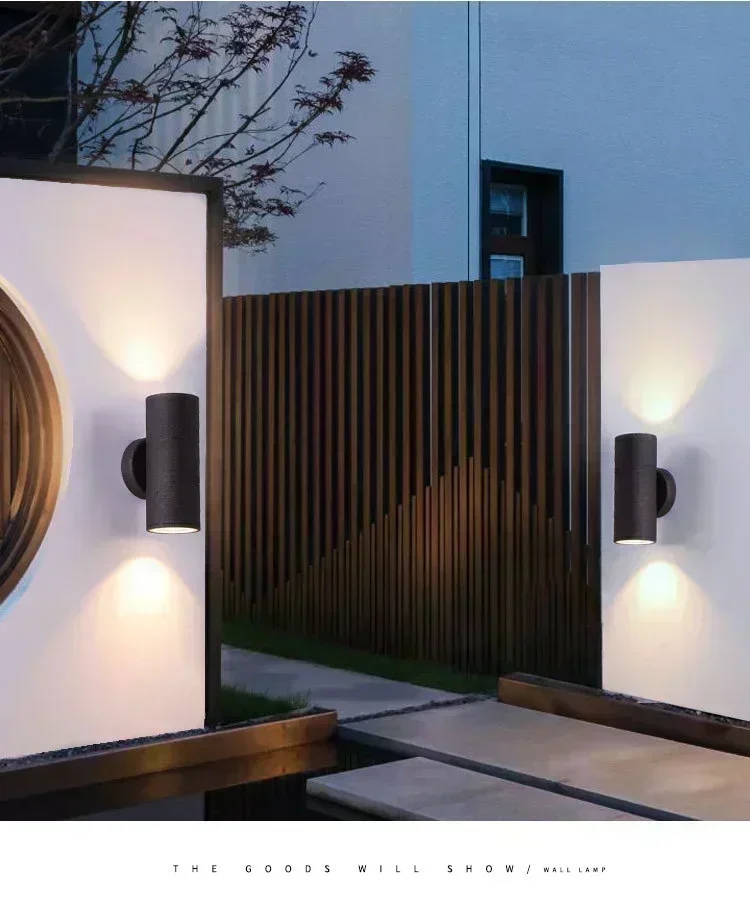 Factory Direct LED Outdoor Wall Lamp Waterproof Up Down Light for Courtyard Pathway Black