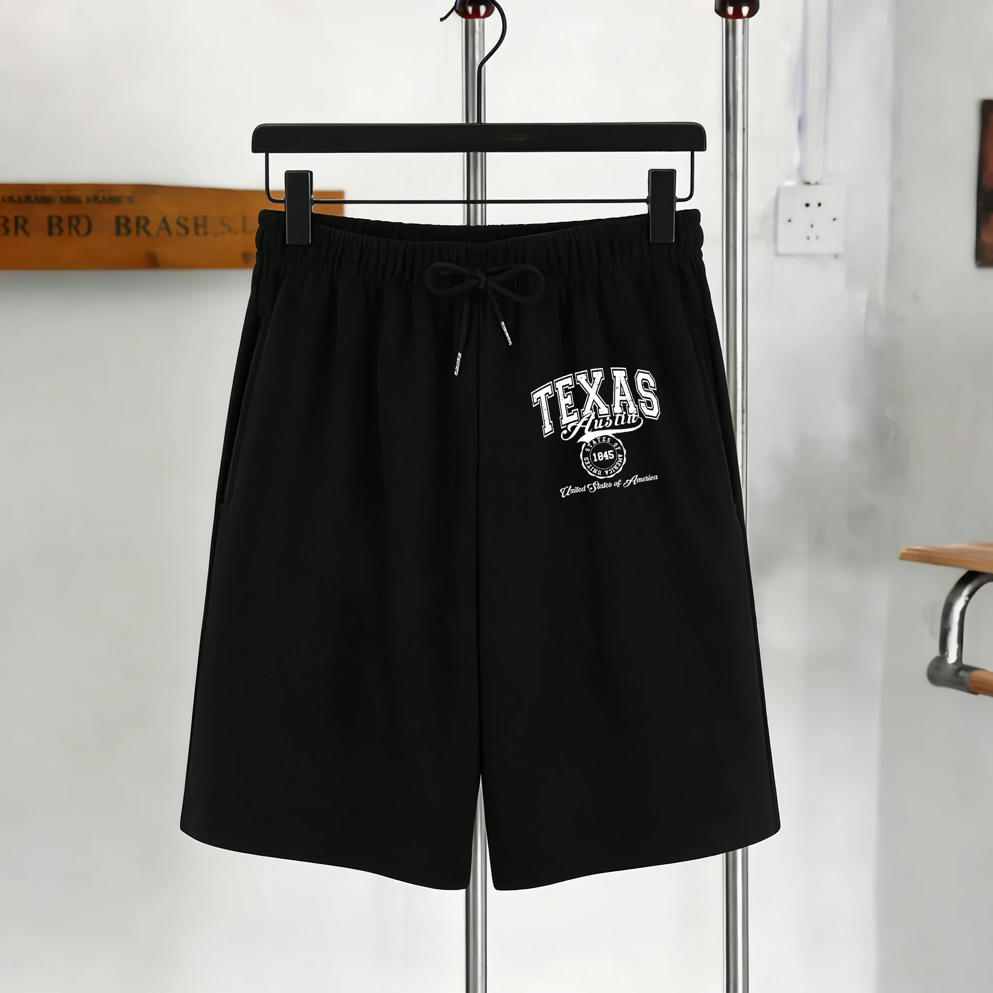 

Мужские летние шорты-карго Texas Austin (США) с завязками, свободные черные шорты унисекс, мягкие спортивные штаны