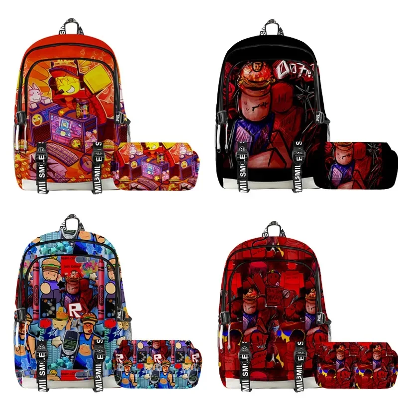 Juego transfronterizo Roblox Forsaken Gubby, mochila, bolsa para bolígrafos de doble capa, conjunto de dos piezas, necesidades diarias para estudiantes de escuela